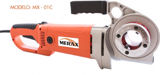 Rosqueadeira portátil da Merax para roscas, em tons de laranja e cinza, no modelo MX - 01C.